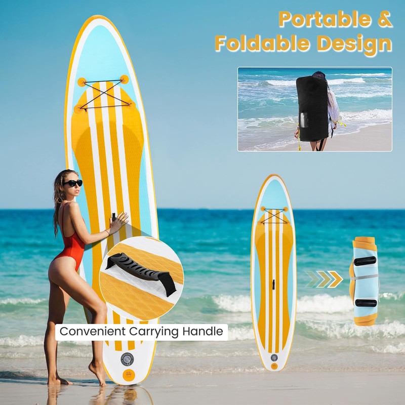 GYMAX Paddle Board, 9.8’/10’/11’ x 6” Inflatable Stand Up Paddle