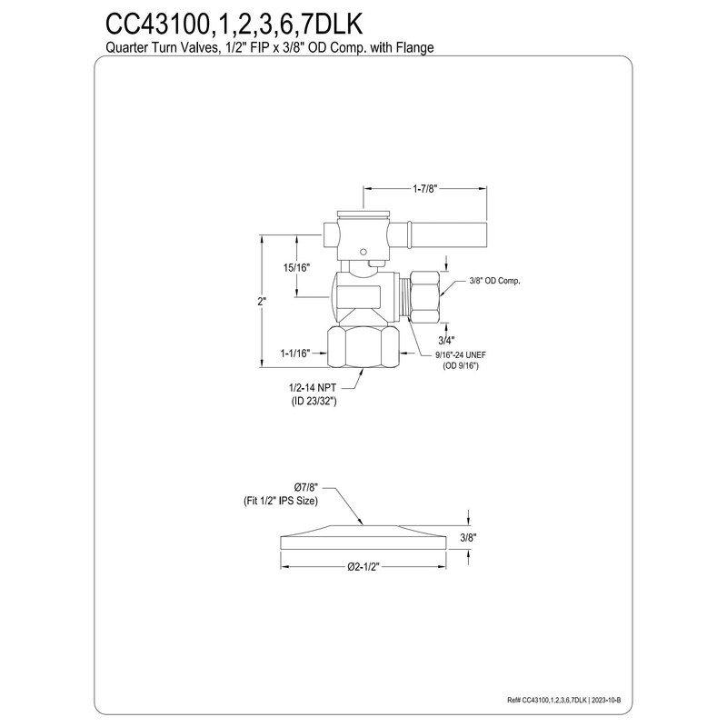 Kingston Brass CC43100DLK Angle Stop Valve, Matte Black