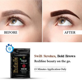 Indalo Wine Red Eyebrow Henna 10g Pouch | Brow Color Powder, Smudge-Proof & Water-Resistant, Vegan, Cruelty-Free, Gentle Formula 20 Applications