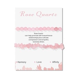 Kysin Chiys 2Pcs Set Amethyst Bracelets for Women 6mm Natural Gemstone Bracelet Crystal Beaded Bracelet Irregular Chips Beads Bracelet Stretch Relief Reiki Yoga Bracelet 6mm - Rose Quartz