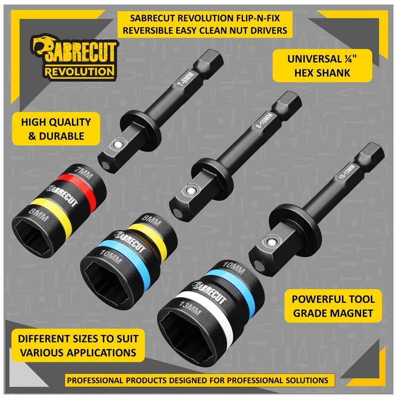 3 x SabreCut SCDINK1 Dual Size Magnetic Reversable 2-in-1 Easy