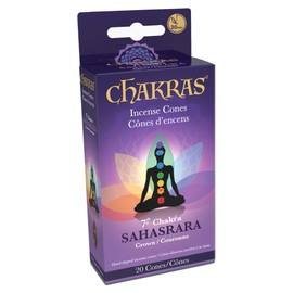 7 Chakras Natural Meditation Incense Cones - Crown Chakra 20x 30 Minute Cones - Hand Dipped - Also Perfect for Reiki, Yoga, Healing & Aromatherapy