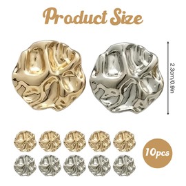 Pack of 10 Metal Buttons, Irregular Buttons, Gold, Fashionable Trench Coat Buttons, Golden Buttons for Sewing, Clothing Accessories, Creative Decorative Alloy Button for Coats, Women's Jumper, Leg Cut