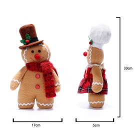 30cm Christmas Suffed Plush Gingerbread Man Toy for Girls,Christmas Gingerbread Stuffed Costumed Plushies Dolls Christmas Soft Toy Christmas Squishys Gingerbread Plush Toy Gifts for Kids Home Decor
