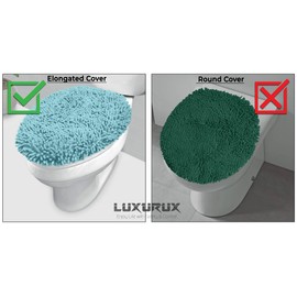 LuxUrux Toilet Lid Cover with Stretch Fit Elastic Band – Chenille Microfiber Toilet Seat Non-Slip Cover for Bathroom – Soft Plush, Machine Wash And Dry, Comfort & Clean Look (18 x 21'', Birch)