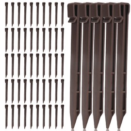 SanSanYa 50PCS Garden Landscape Edging Spikes 10IN Plastic Garden Stakes Anchors Garden Ground Stake Landscape Anchoring Spikes for Edging Terrace Board Lawn (Brown)