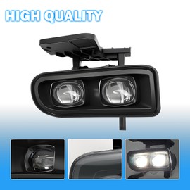 LED Fog Lights Compatible With 2000 2001 2002 2003 2004 2005 2006 GMC Yukon Pickup Truck / 1999 2000 2001 2002 GMC Sierra, A Pair Of Fog Lamps With Housing And Clear Lens