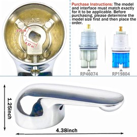 H79 Single Metal Lever Handle Kit,RP22734 Replacement Bonnet Nut,Compatible with Delta 1300/1400 Series Tub & Shower Faucets - Chrome Bathroom Faucet Replacement Handle Accessory.