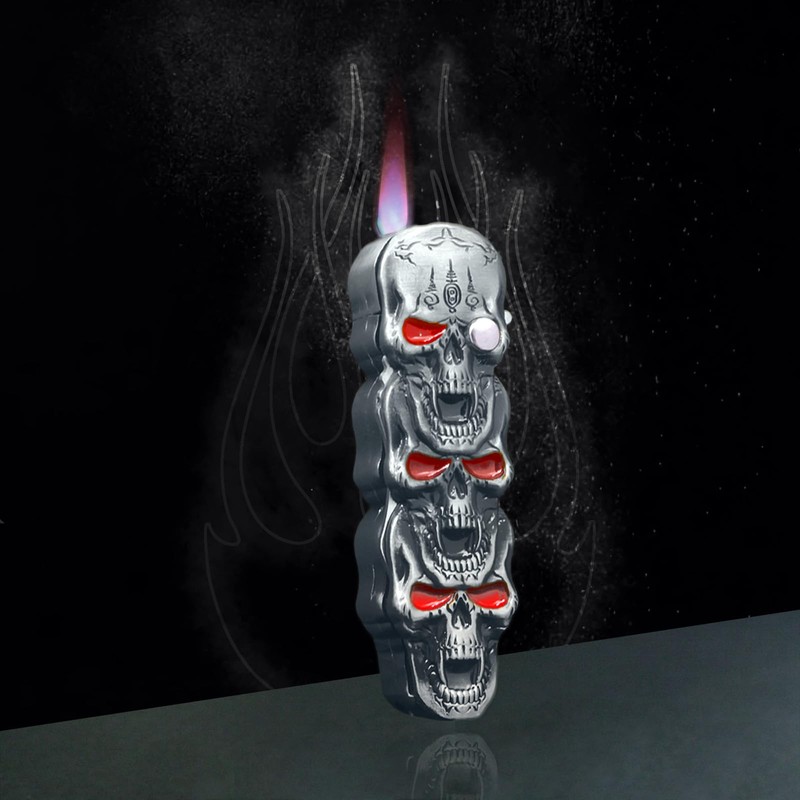 BEUIWJHE Torch Lighter, Unique Metal Skull Design, Refillable and Adjustable,