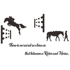 ANFRJJI Horseback Riding Wall Decal Sticker - PVC Removable, Ideal for Children's Room Decor with Inspiring Quotes about Horse-Riding and Sport Jumping - Cute Animal Horse Design -effect 19"x31" Inches JWH201 (Black)