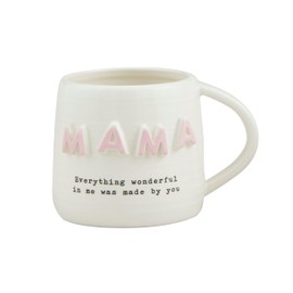 Mud Pie 18 oz Mom Chunky Letter Mug, Pink