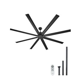 VEVOR 84 In Ceiling Fan without Light, 6-Speed Remote Control, Aluminum 8-Blade, Reversible DC Motor, Modern Low Profile Flush Mount Exterior Fan for Bedroom, Living Room, Patio, Indoor/Outdoor, Black