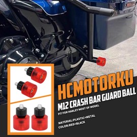 HCmotorku Motorcycle Decorative Wheel M12 Screw Install on Saddle Bag Guards Engine Guard Fit for Harley Touring Street Glide Road King Road Glide Electra Glide Red, HCUSTH032702