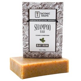 Taconic Shave, All Natural Bay Rum Hair Shampoo Bar - Handcrafted in the USA - 5.0 oz.- Leaves hair Clean, Soft and Conditioned.