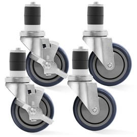 KUTLER 4-Inch Caster Wheel Set for Commercial Kitchen Prep Work Tables - Set of 4 Swivel Casters 2 with Brakes and 2 Without Brakes