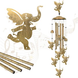 Elephants Wind Chimes for Outside,42“ Metal Wind Chime for Indoor Ourdoor Garden Yard Patio Home Porch Elephant Decor, Memorial Windchimes House Warming Birthday,Elephant Gifts for Women