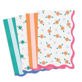 xo, Fetti Italian Summer Wavy Floral Stripe Napkins - 3-ply, 24 pcs | Bachelorette Party Decorations, Last Toast Coast, Birthday Party Supplies, Flower Baby Shower, Stripe Wavy Cocktail Decor