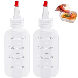 DILUSILK 2-Pack Applicator Bottles with Red Precision Tip Caps - 120ml (4oz) BPA-Free Squeeze Bottles, Graduated Measurement & Leak-Proof for Salon Hair Dye, Art Paint, Kitchen Oils