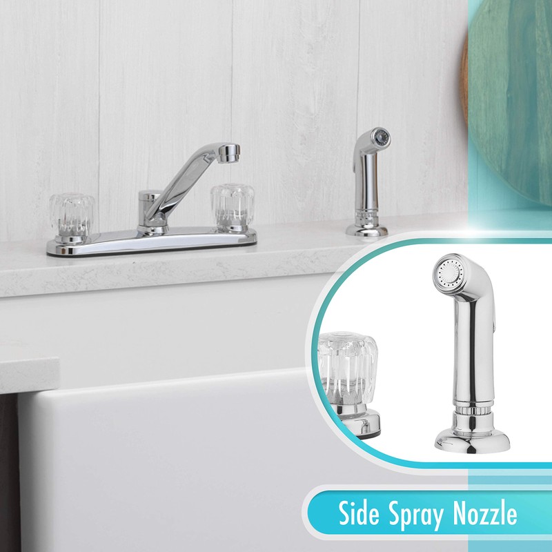 Aqua Vista 26-K82CS-CH-AV Two Handle Kitchen Sink Faucet with Side