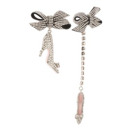 Betsey Johnson Earrings Crystal Rhinestone-Black with White Crystals