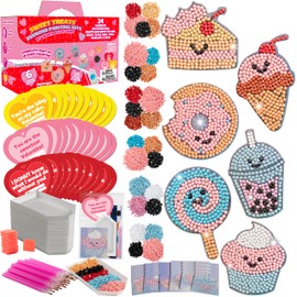 Sweet Treats Diamond Painting Kits (24ct) - Perfect Goodie Bag Party Favors for Kids Birthday Party - Each Includes Candy Gem Craft Activity & Sticker for Boys & Girls - Easter Basket Stuffer for Kids