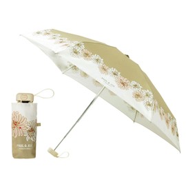 Moonbat [Paul and Joe] Rain Umbrella, Folding Umbrella, Women's, Work or School Commute, UV Protection, 5 Tiers Mini, Chrysantheme, 21-113-10978-12 Beige