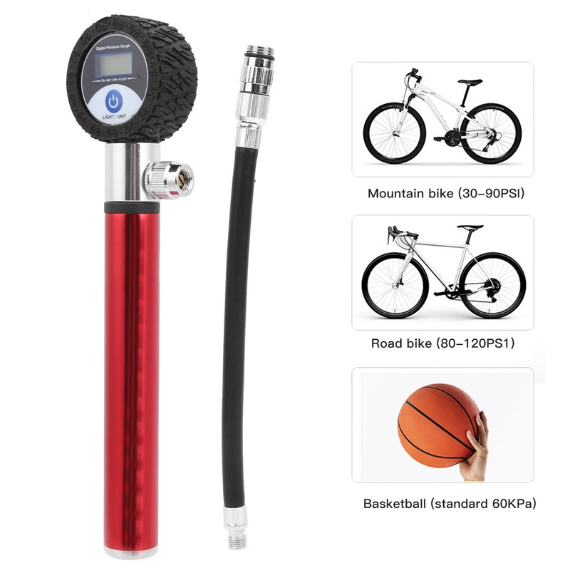 Portable Bicycle Air Pump Manual Tire Inflator 120PSI High Pressure