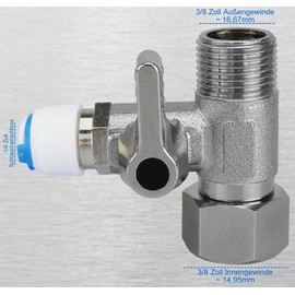 smardy V004 Shut-off Valve T-piece 3/8 x 3/8 x 1/4 Inch Water Connection Fridge Quick Adapter for Connecting 2 Devices