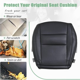Priprilod Leather Driver Side Bottom Replacement Seat Cover Black Compatible with Jeep Grand Cherokee 2011 2012 2013 2014 2015 2016
