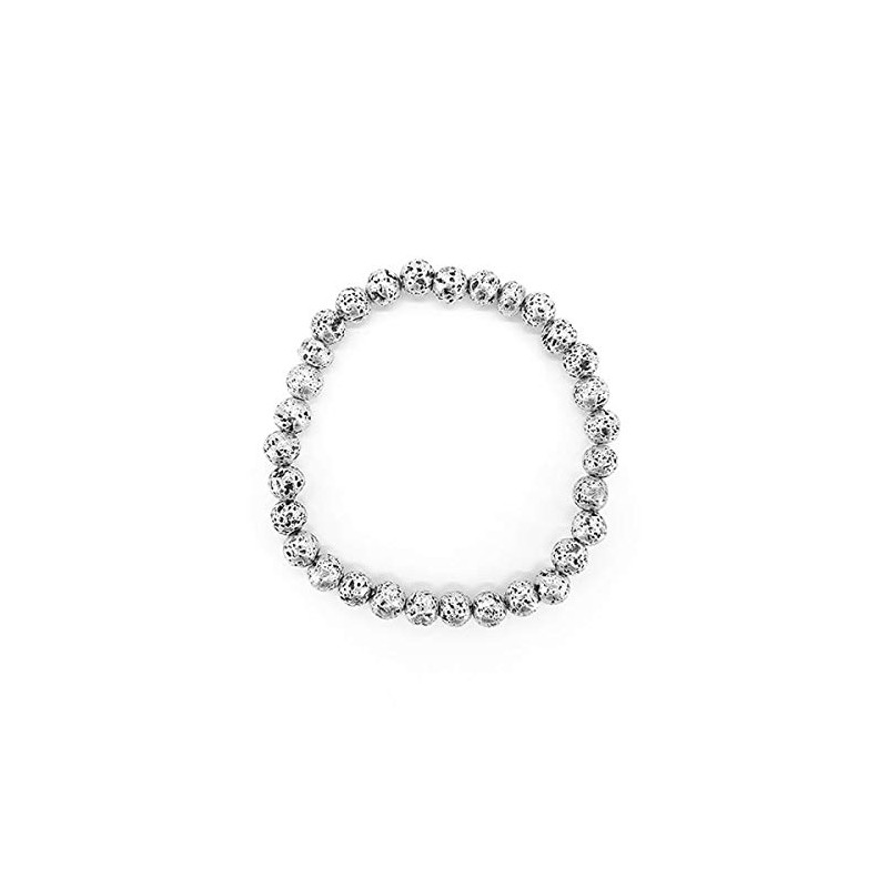 Lava Bracelet Silver 6mm Minerals and Crystals Energy Image Meditation