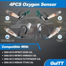 2 Pairs Upper and Lower Oxygen Sensors Compatible with Nissan 2012 2011 2010 2009 2008 Armada Pathfinder Titan V8 5.6L 4Pcs O2 Sensors 234-9038 234-4835