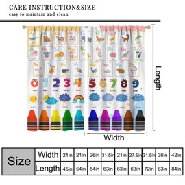 Nitmbi Alphabet ABC Kids Curtains，Colorful Cartoon Animal Learning Pattern Drapes Window 2 Panel Rod Pocket Curtain for Girls Boys Baby Bedroom Nursery Decor 41" W X 45" L 30%