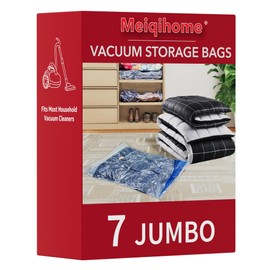 Vacuum Storage Bags 7 Jumbo, Space Saver Sealer Bags,Vacuum seal bags for clothing, Pillows, Comforters, Blankets, Bedding