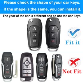 Kirsnda for Ford Key fob Cover,Texture case,with Keychain,Key Shell/Skin,3-Buttons,fit for Fusion Ranger Focus,ect Flip Remote Key Vehicle Accessories,Blue Texture