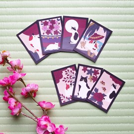 Cute Cat Sticker Flower Card Sticker [Nagatsuki, Kannazuki, Chimotsuki, Wrinkles] Set of 4 Types