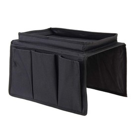Yhuasia Sofa Armrest Organiser, Storage Bag Sofa Armrests, Couch Armrest Storage Bag, Sofa Organiser Black, for Living Room Telephone Books Magazine Snack Glasses Remote Control