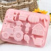 EPYHREHM 9 Cavity Farm Theme Silicone Chocolate Molds Pumpkin Tractor