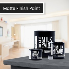 Real Milk Paint, Wood Paint for Furniture, Matte Paint for Cabinets, Walls, Brick, and Stone, Water Based Organic, No VOC, Black Iron, 1 Pint