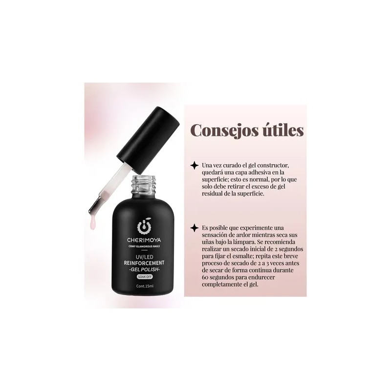 Esmalte Gel Uvled De Refuerzo 15ml Para Uñas Cherimoya