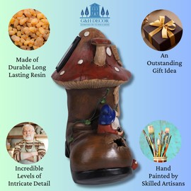 G&H Decor - 22cm Garden Gnome Boot House - Hand Painted with Amazing Detail - Garden Gnomes Funny Resin Solar Garden Ornaments for Patio Ornaments Lawn Decor - Garden Gnomes Outdoor Garden Ornaments