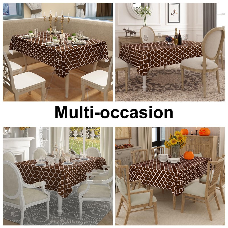 smiry Rectangle Table Cloth Cover, Waterproof Vinyl Tablecloth with Flannel