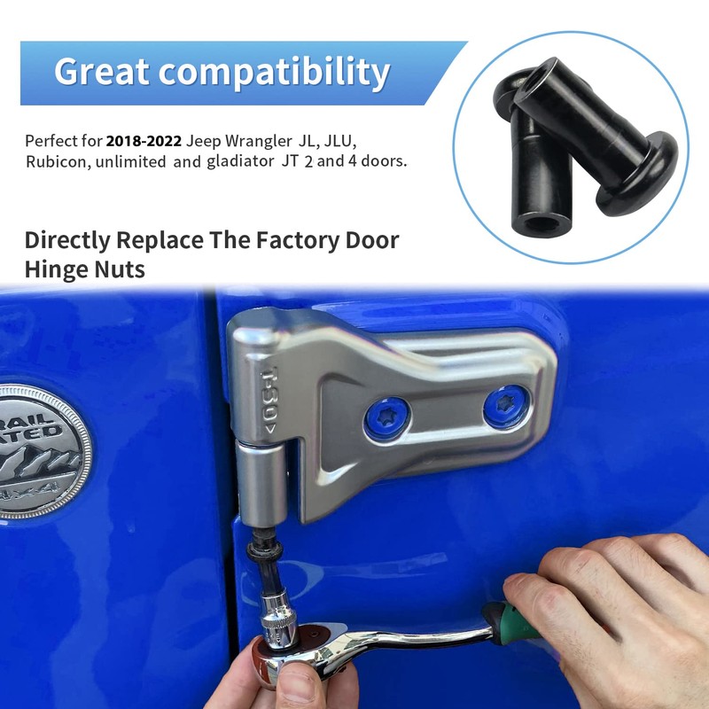 Door Hinge Nuts Replacement Screws Compatible for Jeep Wrangler JL