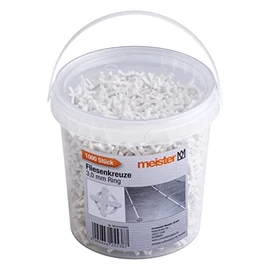 Meister Tile Spacers 3.0 mm – Practical Set of 1000 – Reusable with Ring – Made of Robust Polypropylene – White / Tile Accessories / Tile Laying Aid / Joint Crosses / 4426800