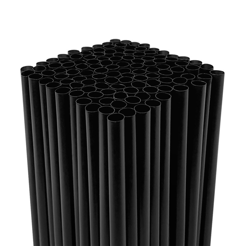KTOJOY Disposable Drinking Plastic Straws, 8.26" Long, 0.23'' Diameter, Black,