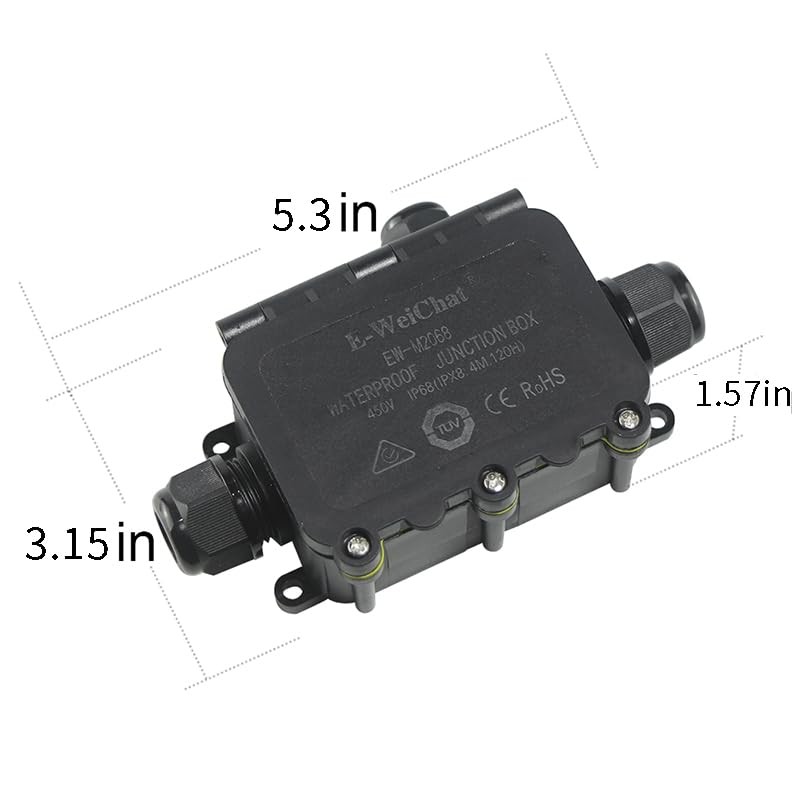 Outdoor Junction Box Waterproof IP68, 3 Way M20 Coaxial Underground