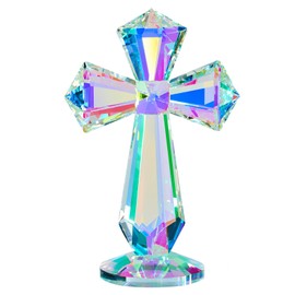 Zerelys K9 Crystal Cross Keepsake, Rainbow Prism Christian Gift