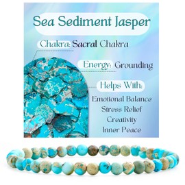 Bivei Crystal Bracelet for Women 4 mm Beads Semi-Precious Stone Natural Stone Stretchy Elastic Jewellery Yoga Gifts, Stone, No gemstone