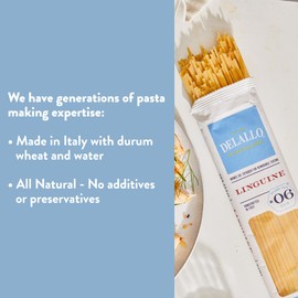 DeLallo Linguine Pasta, Made in Italy, Bronze Cut, Made with Only 100% Durum Wheat Semolina Flour, Non-GMO, All Natural, Kosher, Vegan,1 Pound Bag, (4 Pack)
