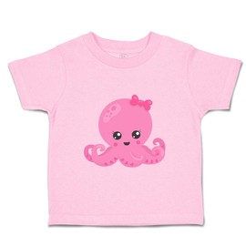 Toddler T-Shirt Ocean Pink Octopus Bow Ocean Sea Life Cotton Cute Octopus Boy & Girl Clothes Ocean Baby Funny Tee Soft Pink Design Only 18 Months