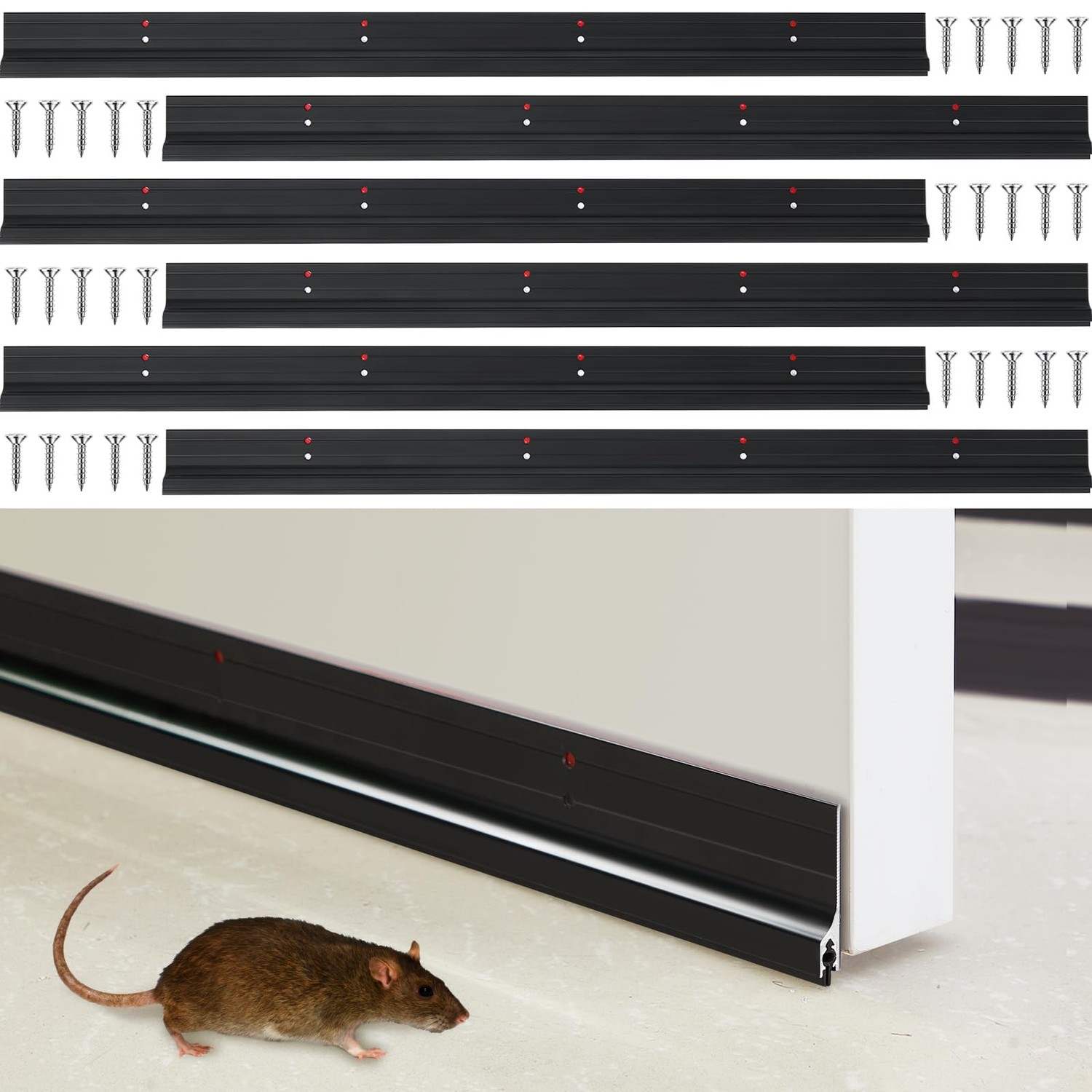 Gisafai 6 Pcs 36'' Metal Door Draft Stopper, Aluminum Bottom Mice Seal ...